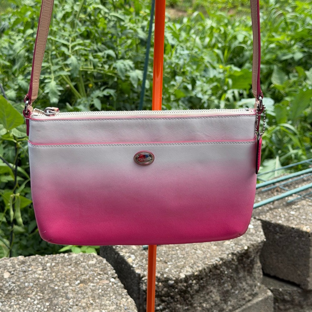 Coach Ombre Crossbody Bag Womens Small Pink White Leather Gradient